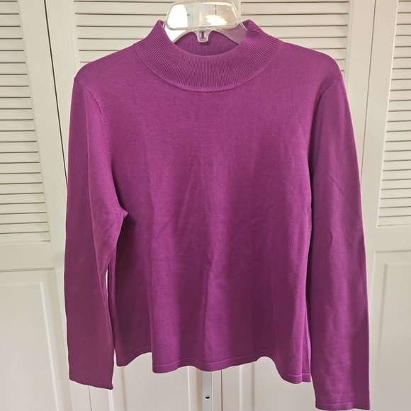 Pendleton Silk Mock Neck Sweater Shirt Blouse Womens Large Plum Purple 90s - Picture 1 of 6